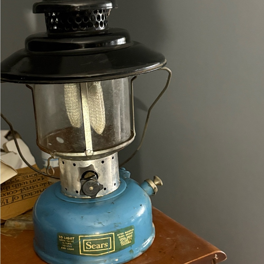 Sears Blue and Black Lantern with Striking Accents